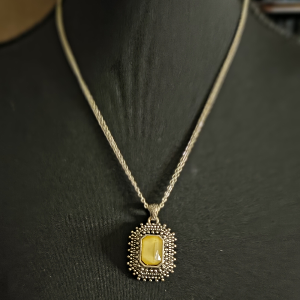 Yellow Stone Pendant Necklace - Women Jewelry